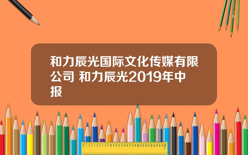 和力辰光国际文化传媒有限公司 和力辰光2019年中报